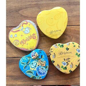 Pair of Brighton jewelry tins, heart shaped, Floral, whimsical, retro like